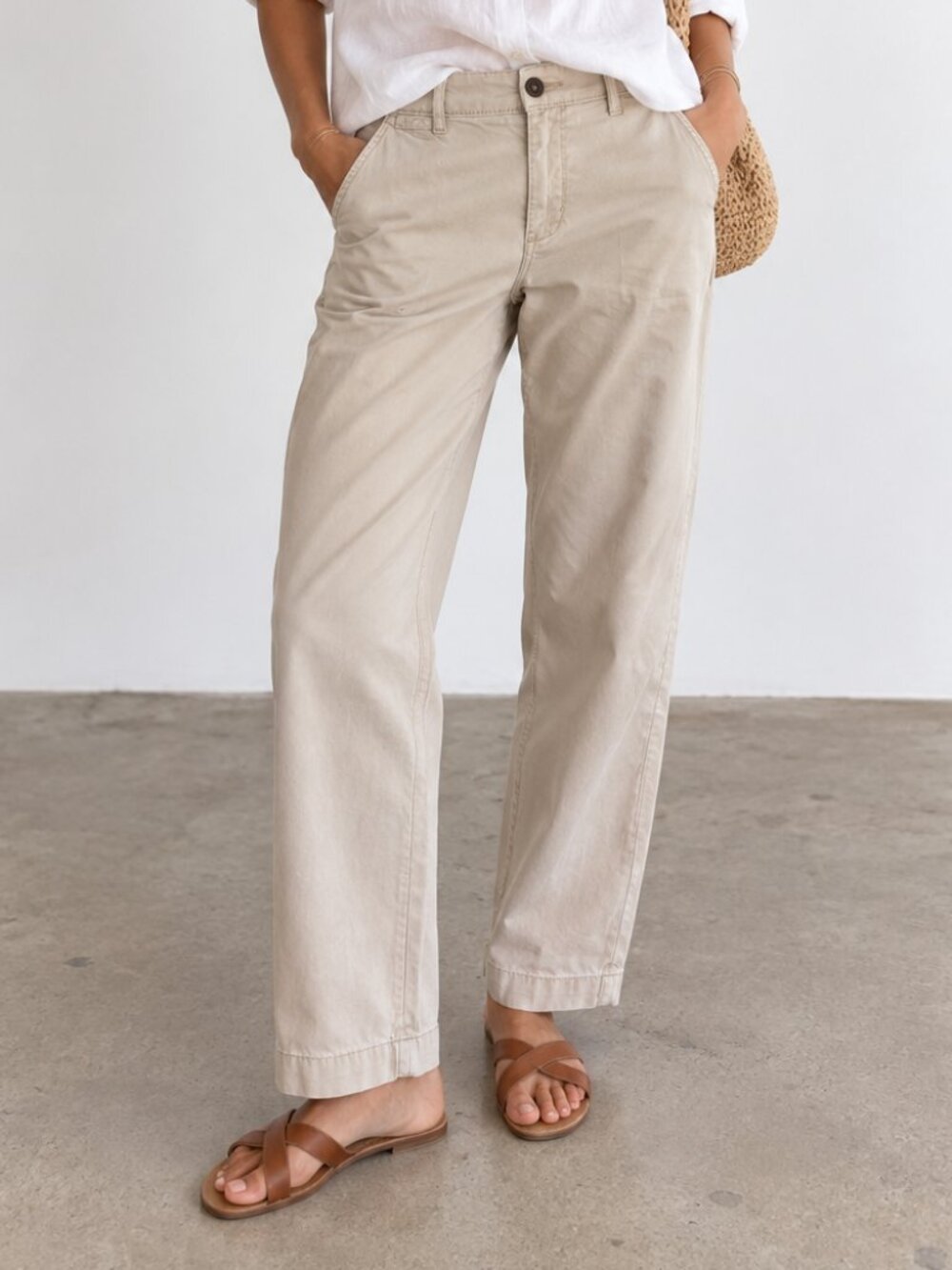 ANTHROPOLOGIE Pilcro Hyphen Chino Stretch Pants Beige Khaki Straight Leg Sz 29